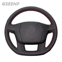 for citroen c4 c4l car steering wheel cover black hand stitched genuine leather wearable diy steering wheel cover