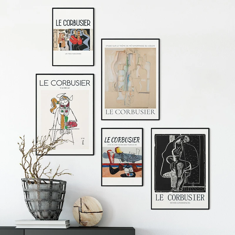 

Le Corbusier Vintage Exhibition Poster French Abstract Artwork Canvas Print Painting Wall Art Picture for Living Room Home Decor