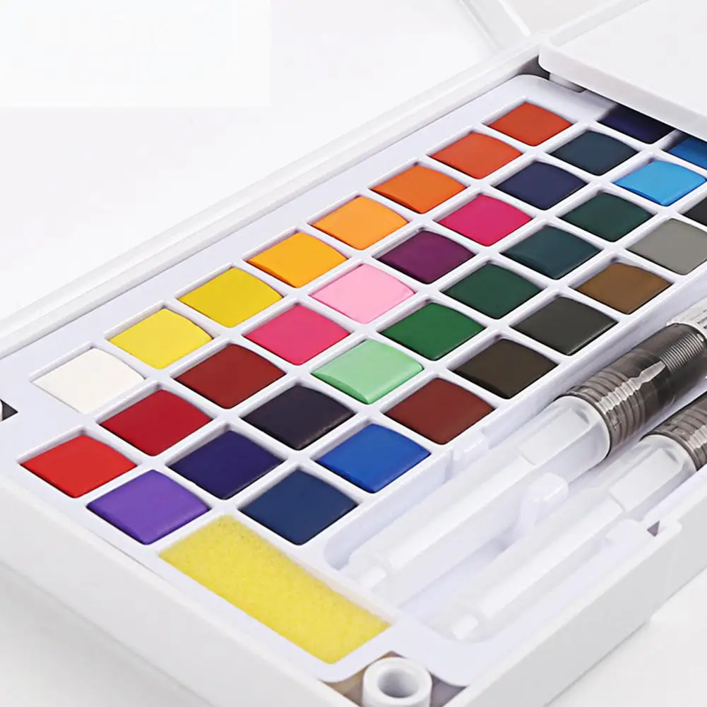 Твердый акварельные краски в наборе с акварельной кистью яркий цветной пигмент комплект, принадлежности для живописи от AliExpress WW