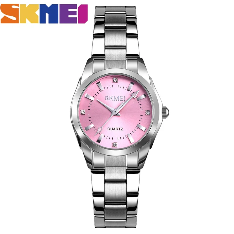 

Женские кварцевые часы SKMEI, водонепроницаемые часы из нержавеющей стали в простом стиле, 1620