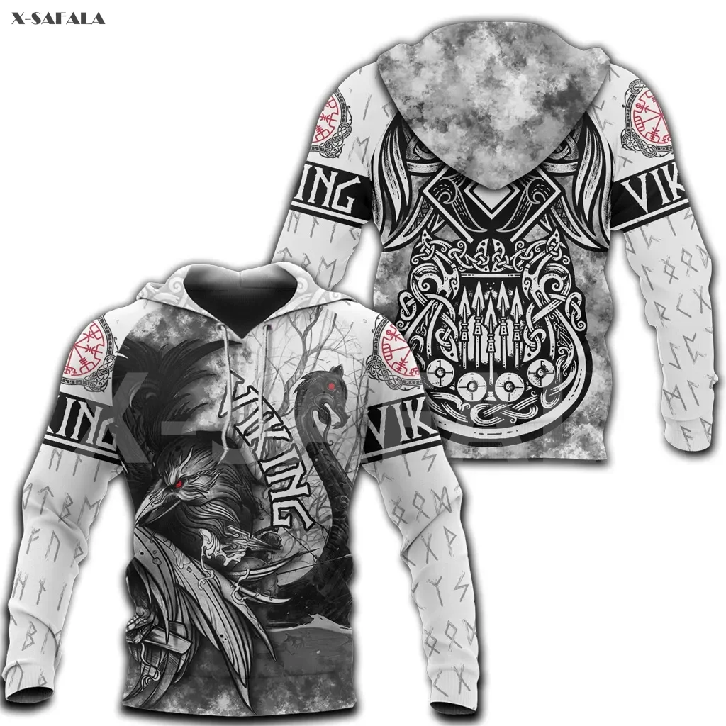 

Viking Navidian Myth Raven Skull Pattern 3D Over Printed Hoodie Man F40 Women Unisex Outwear Zipper Pullover Sweatshirt Casual