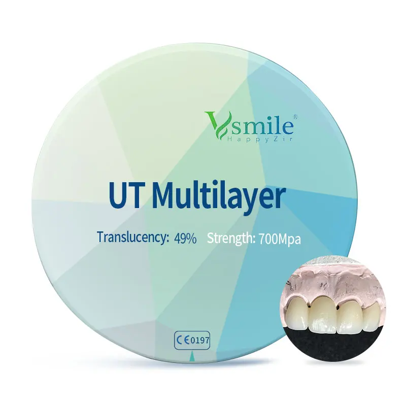 Material multi-layer dental crown UT zirconia for CADCAM open system
