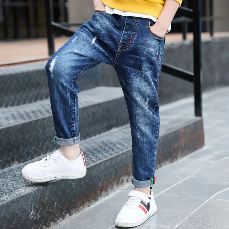 

Children Clothes Boys Slim Long Jeans Elastic Waist Kids Spring Autumn Denim Trousers Teenage Boy Trousers Casual Pants 4-15 Y