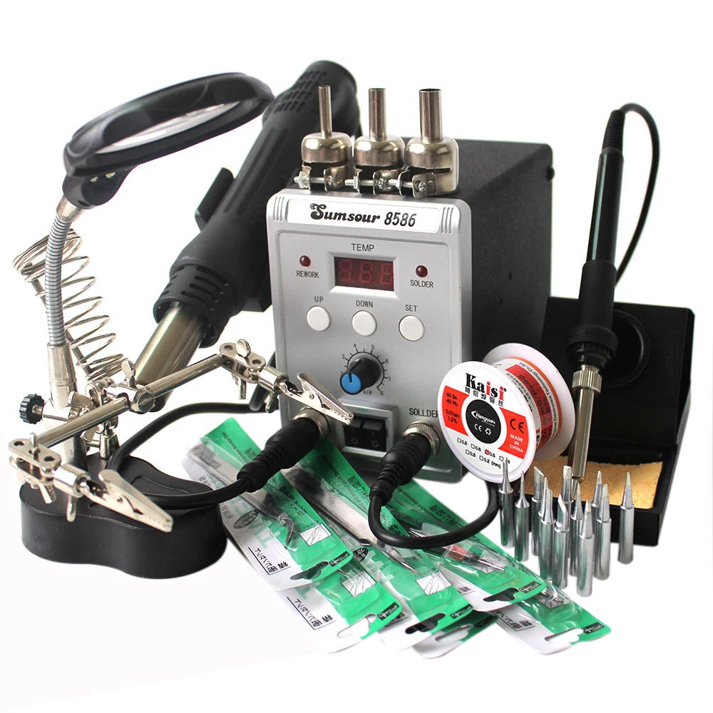 8586 2 в 1 BGA SMD паяльная станция для паяльник подключения к сварки горячего воздуха