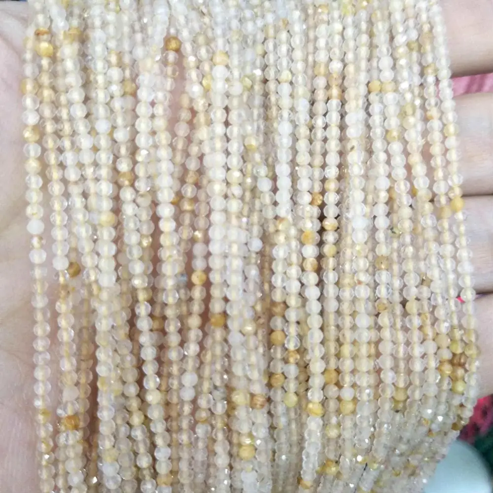 Lemon crystal Граненые 2 мм бусины из натурального камня розовый кристалл кварца лазурит Агаты драгоценные камни бусины для самостоятельного изготовления ювелирных изделий браслет ожерелье - Цвет: Lemon crystal