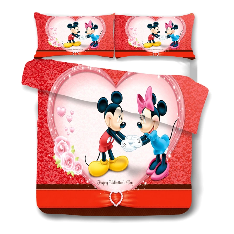

Red Mickey Luxury Bedding Sets Duvet Cover Pillowcase Home Textile Children Gift King Size Bedding Set Cover Sets for Beds