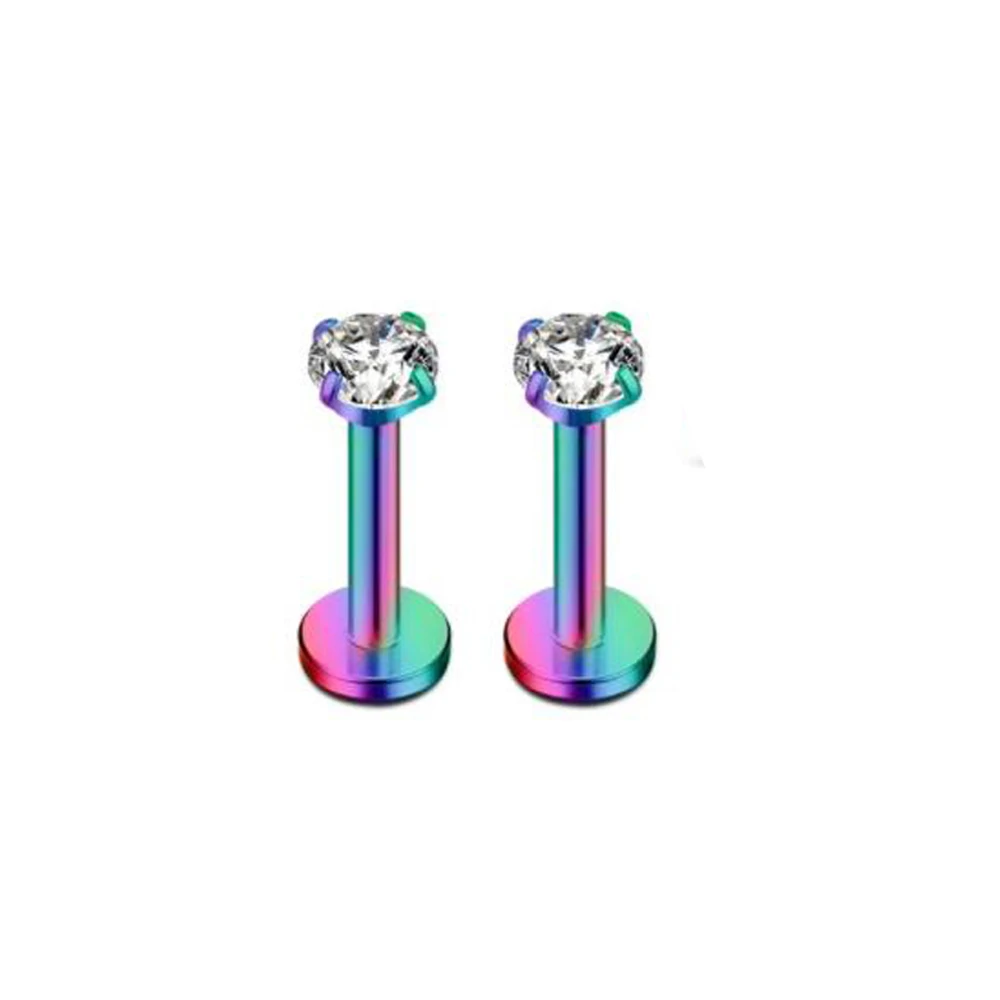 rainbow 2pcs 1-6 пар серьги из нержавеющей стали для мужчин Поддельные Вилки туннели шпилька для уха спираль бар для женщин мужчин серьги-кольца - Окраска металла: rainbow 2pcs