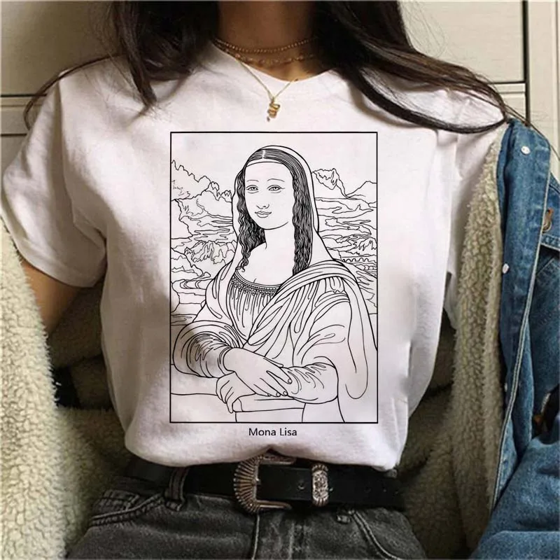 

Large Size Loose O-neck Casual Female TShirt Maycaur Harajuku Ulzzang Funny White Drawing David Print Short Sleeve Women T-Shirt