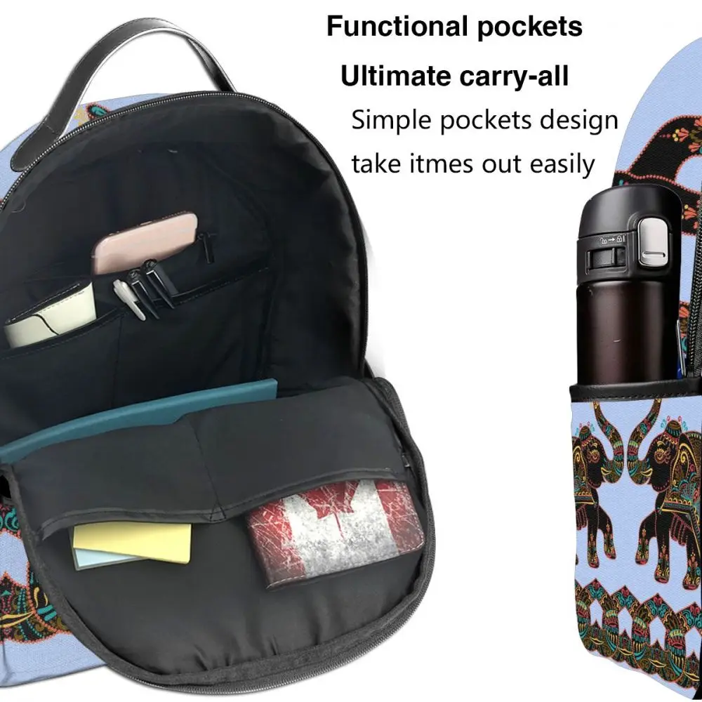 

Fashion backpack 2021 shoulder bags Ethnic Folk Art Indian Elephant school bags for teenage girls light travel backpack