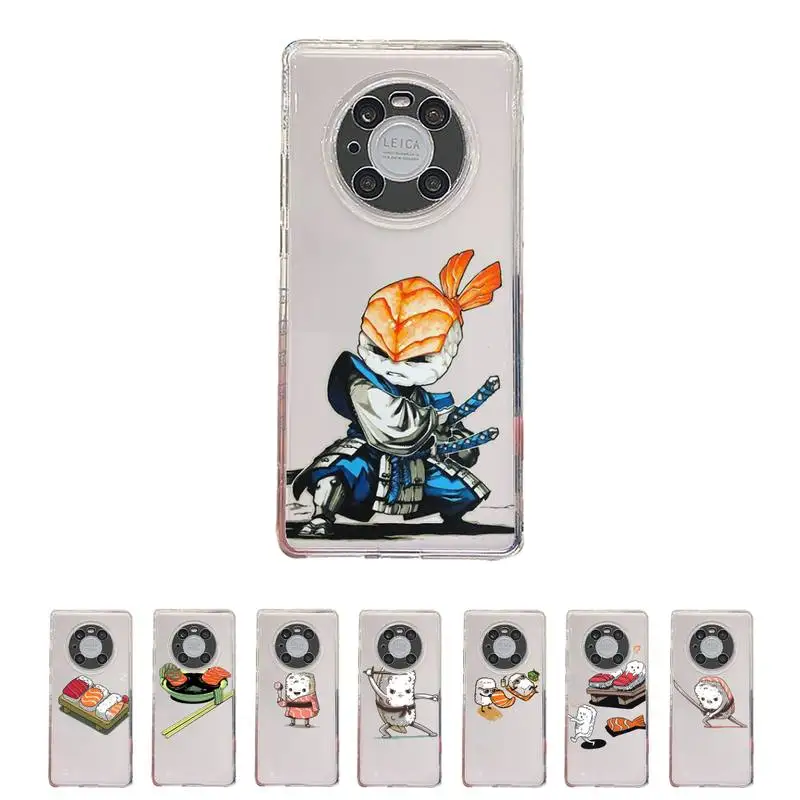 

cute cartoon sushi Phone Case Transparent For Huawei enjoy 20 10 9 8 7 S SE E C Z pro plus lite Soft TPU Clear Mobile bags