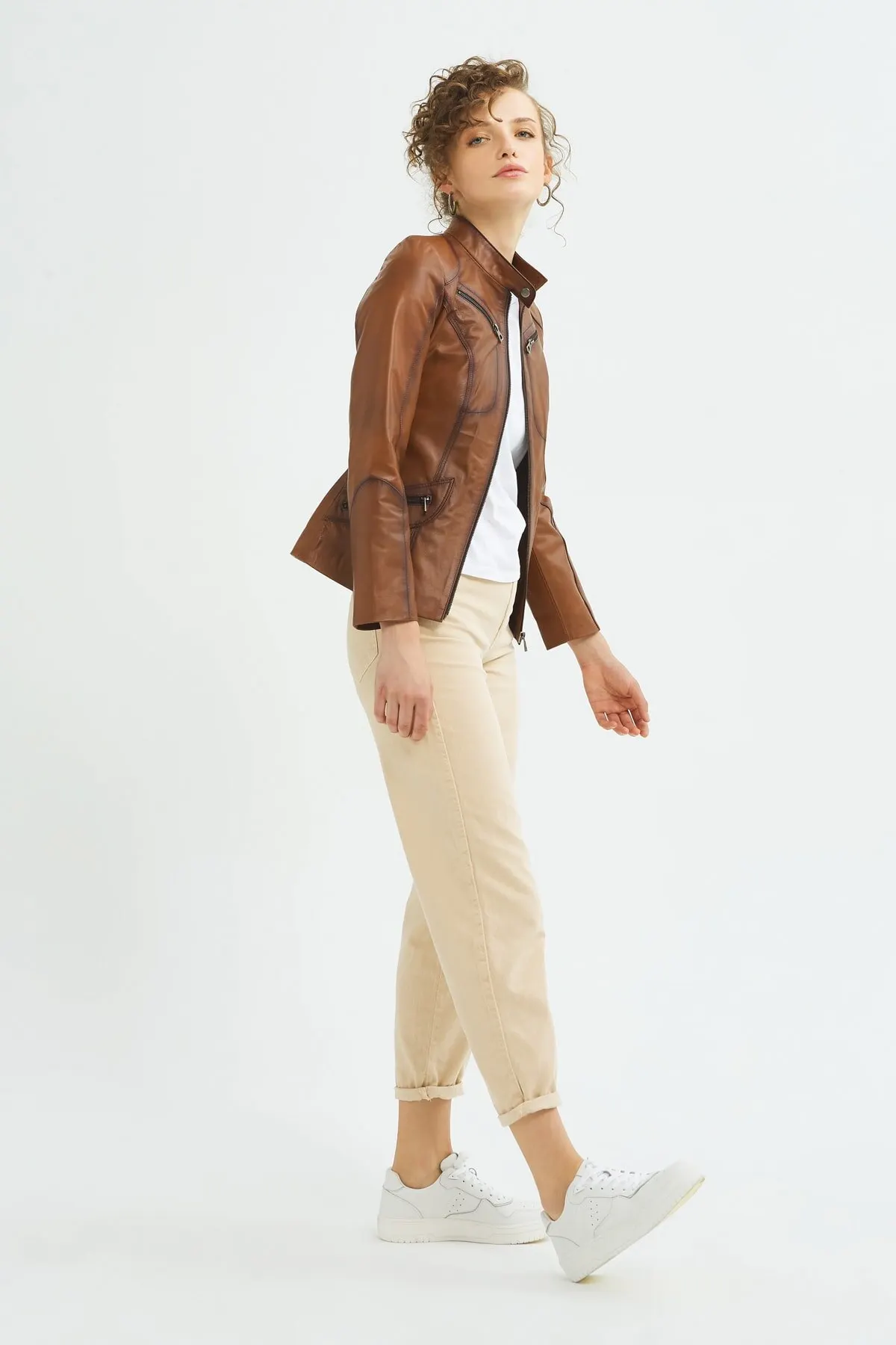 Brown genuine leather women's winter coat real sheepskin sports jacket autumn winter season clothing new fashion clothing collar