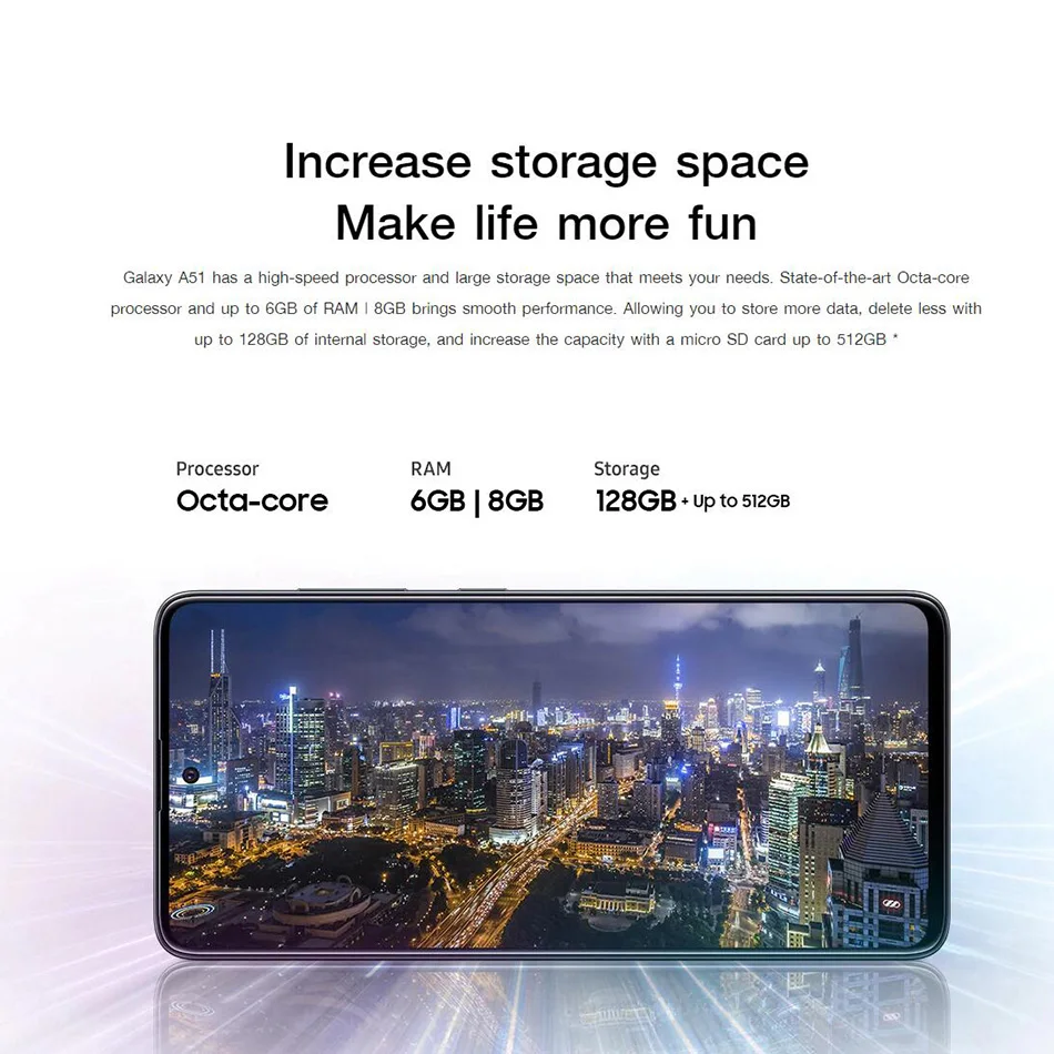 Смартфон Samsung Galaxy A51 A515F/DSN глобальная версия 2020 мобильный телефон Гб ПЗУ 8 ГБ/6 ГБ