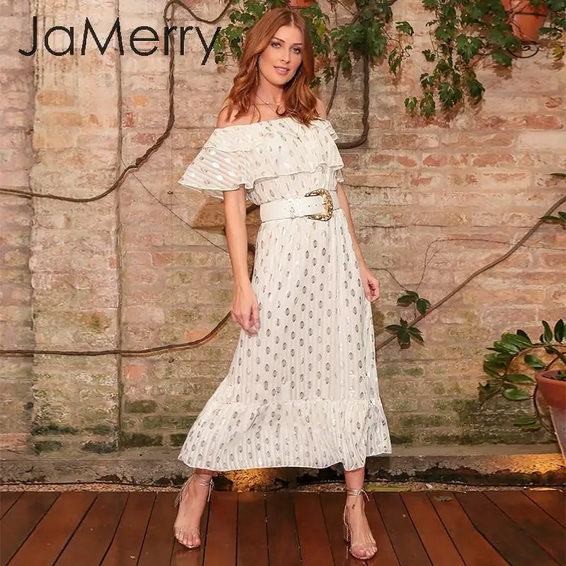 JaMerry сексуальное длинное платье макси с открытыми плечами элегантное винтажное