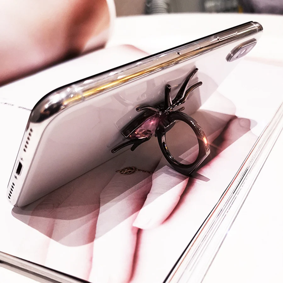 

Universal Finger Ring Holder For Xiaomi Luxury Biling Diamond Spider Finger Ring 360 Rotate Mobile Phone Stand For iPhone 11