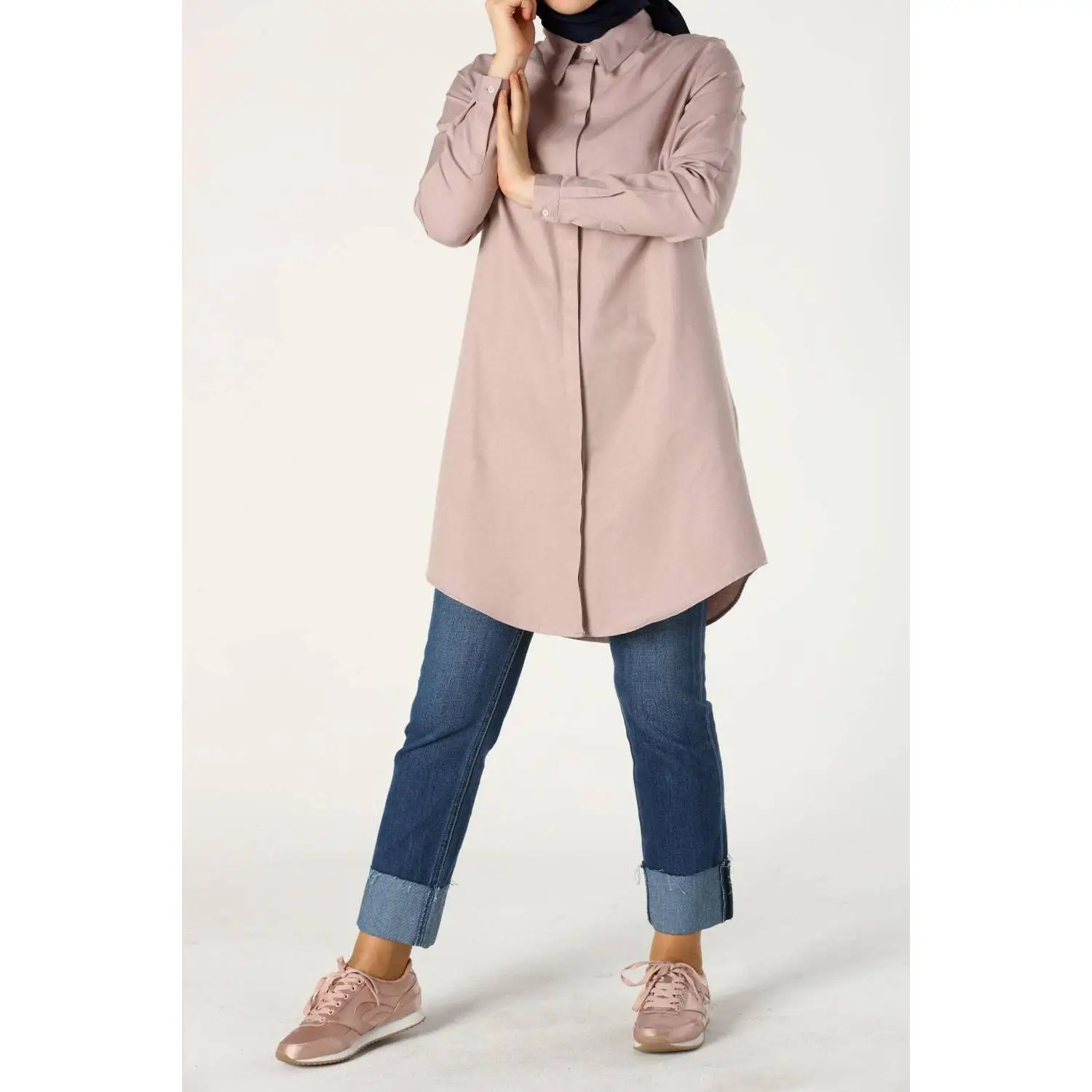 Женская туника рубашка Allday на скрытых пуговицах с острым воротником