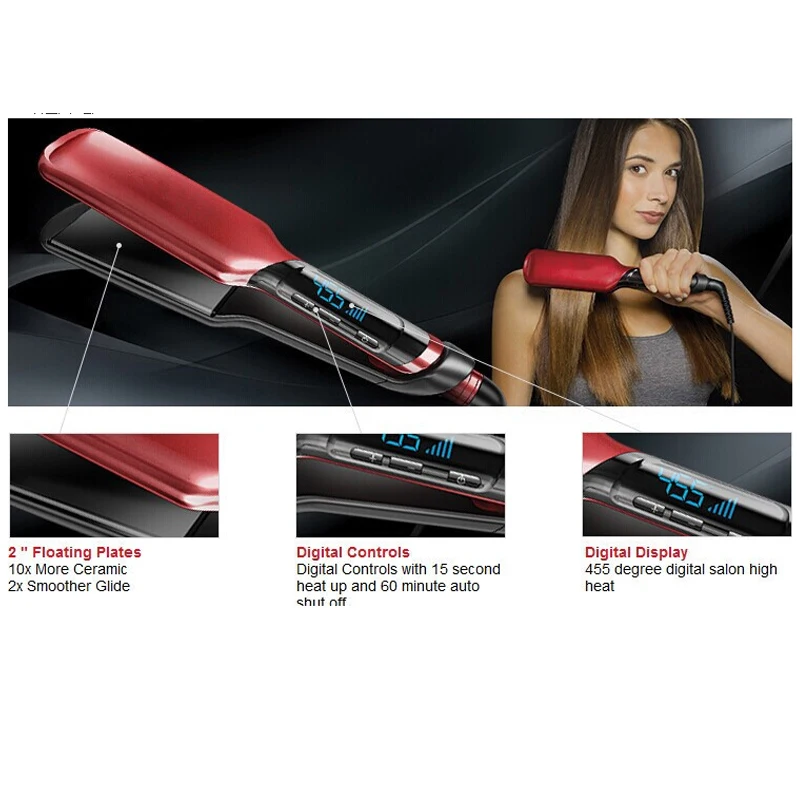 

Professional Flat Iron Hair Straightener Hot Comb Steam Hair Straightener LCD Display Straightening Iron Hair Styling Tools