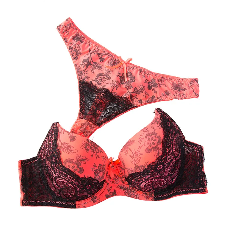 

Push Up Lace Bra And Panty Set Plus Size Bralette Top Bras For Girl Women Underwear Backless Sexy Lingerie 3/4 Cup Brassiere