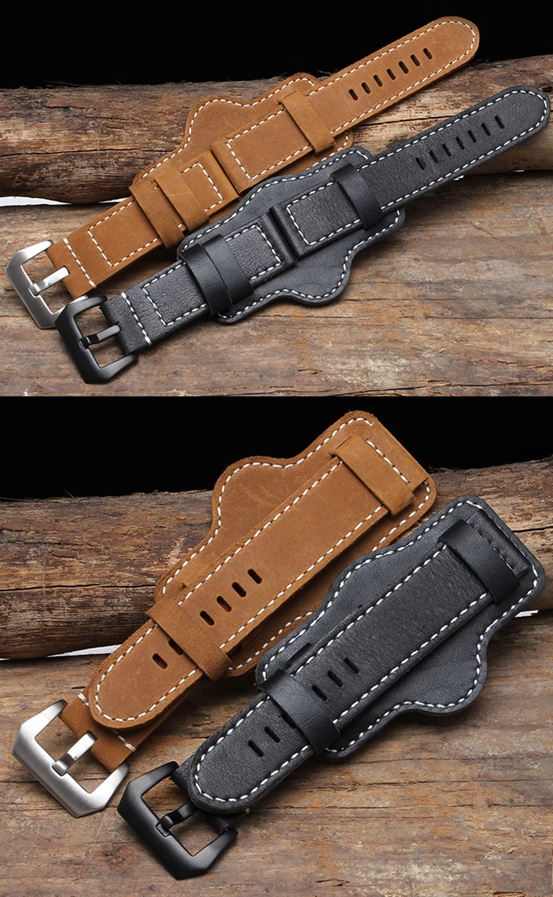 Ремешок Onthelvel 20 мм 22 мм из натуральной кожи для часов Panerai 24 мм 26 мм для матовых наручных часов с пряжкой# E