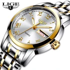 Часы наручные LIGE женские, Роскошные водонепроницаемые брендовые, с браслетом из розового золота и стали