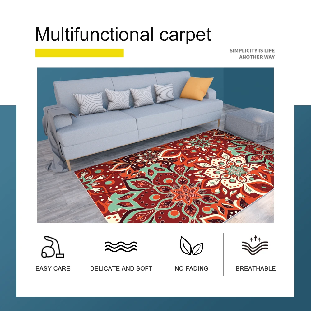 Горячая Распродажа Мандала красный ковер с цветочным узором на нескользящей