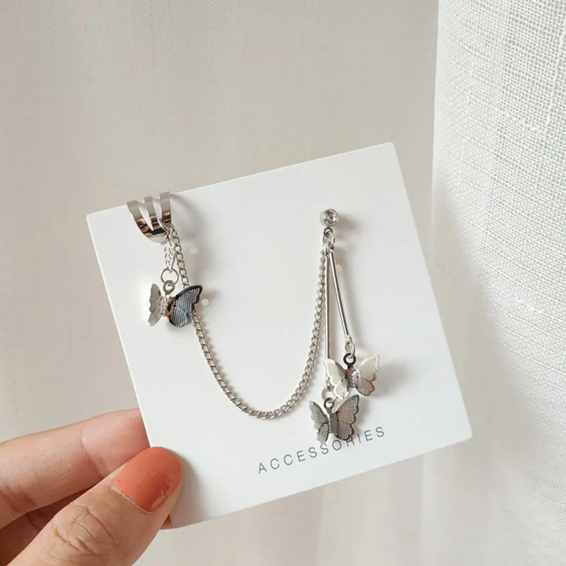 Элегантные несимметричные серьги-каффы в форме бабочки | Украшения и аксессуары