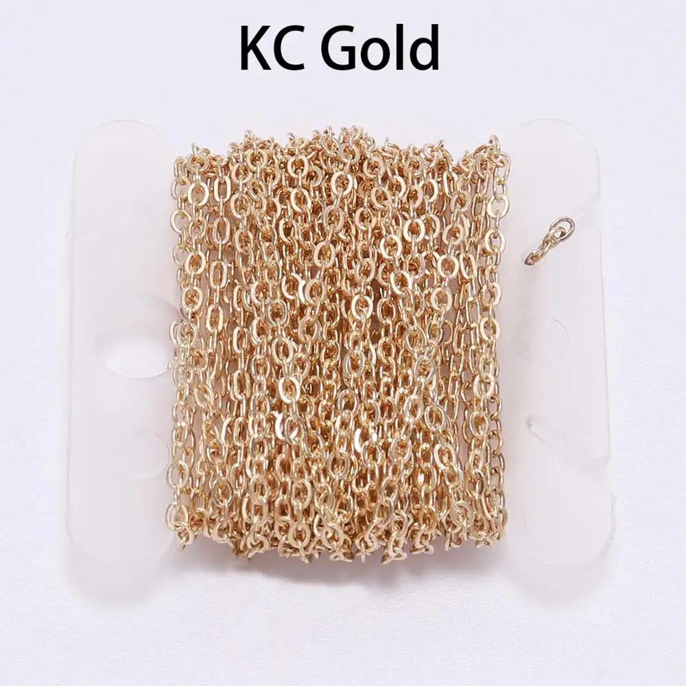 KC Gold 5 м/лот, серебряное/золотое/бронзовое ожерелье, цепочка для изготовления ювелирных изделий, сделай сам, цепочки, материалы ручной работы - Цвет: KC Gold