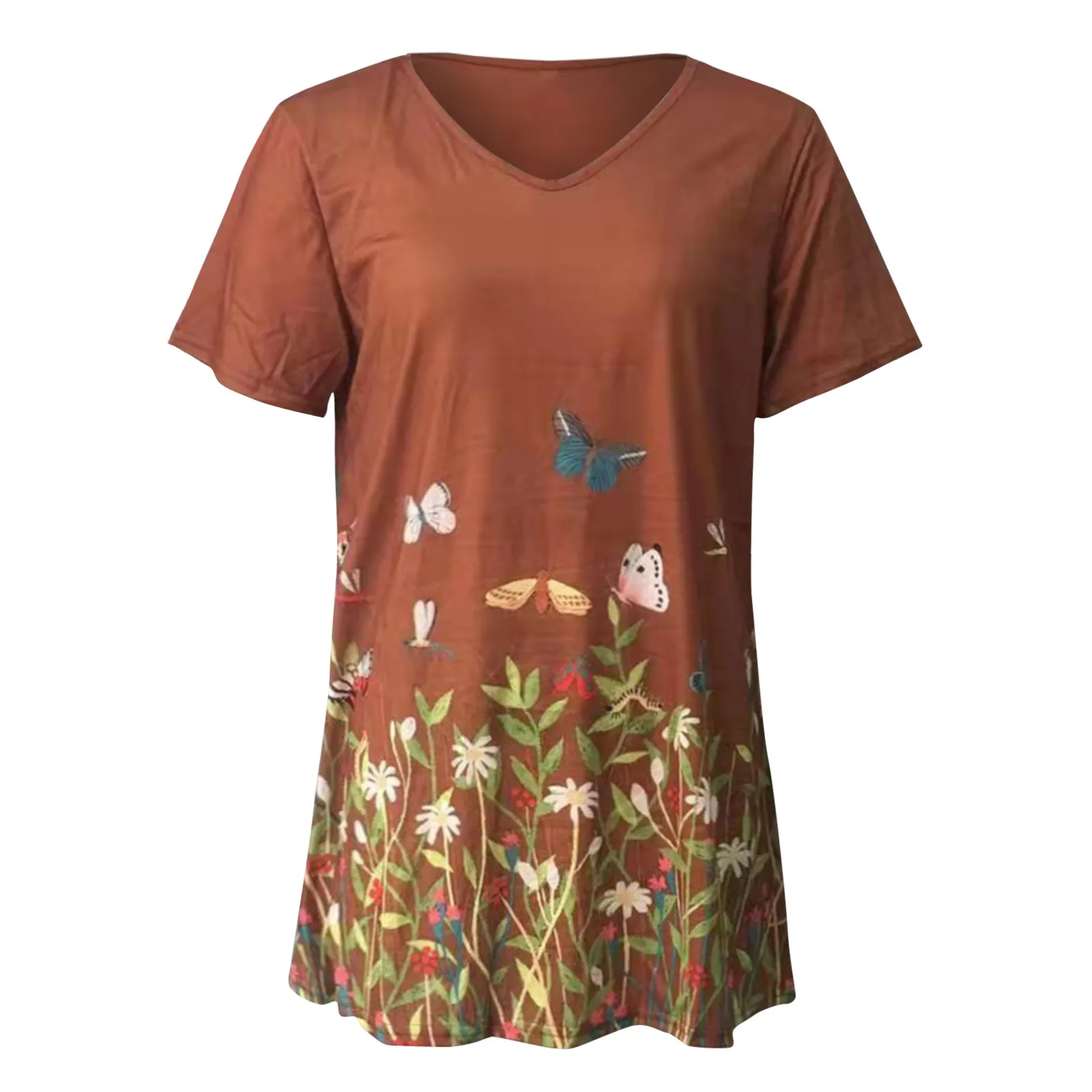 

40# Floral Print Loose Dress Women Casual Short Sleeve Knee-length Summer Dress 2021 Vintage Plus Size Cotton And Line Dresses