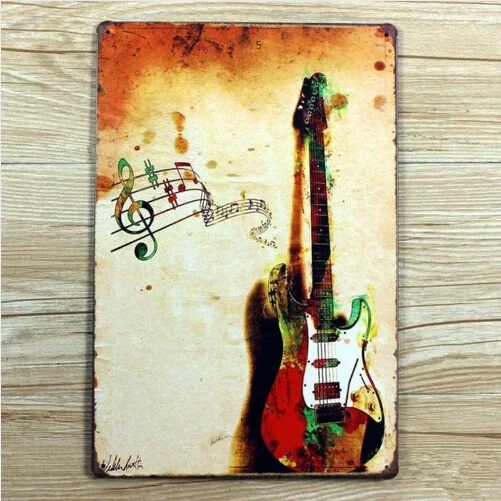 Винтажные металлические оловянные Плакаты для гитары домашний декор паба бара