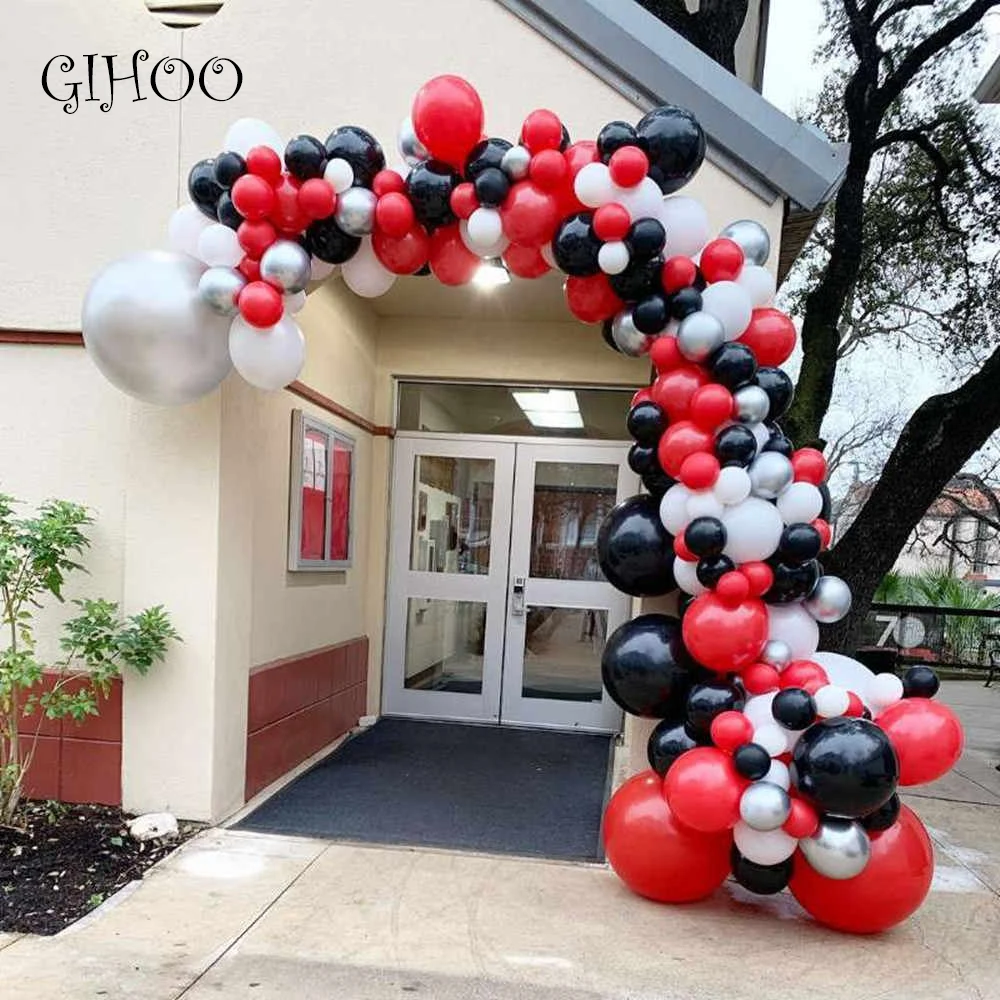 

GIHOO 160pcs Red And Black Balloon Garland Kit Silver Latex Balloon Arch For Wedding Birthday Party Valentine's Day Decoration