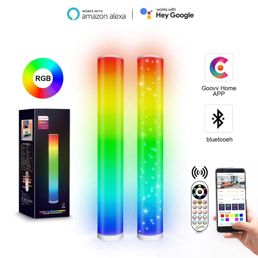 

RGB Напольная Лампа, Яркий Декоративный светильник с регулируемой яркостью, СВЕТОДИОДНЫЙ торшер с датчиком звука для спальни, гостиной, игро...