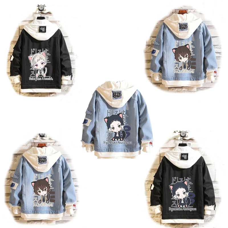 Купить Джинсовая куртка для косплея Bungo бродячие собаки дазай Осаму накажима атсуши эдогава ранпо рваный свитер с капюшоном для взрослых женщин и ... Скидка Джинсовая куртка для косплея Bungo бродячие собаки дазай Осаму накажима атсуши эдогава ранпо рваный свитер с капюшоном для взрослых женщин и ...