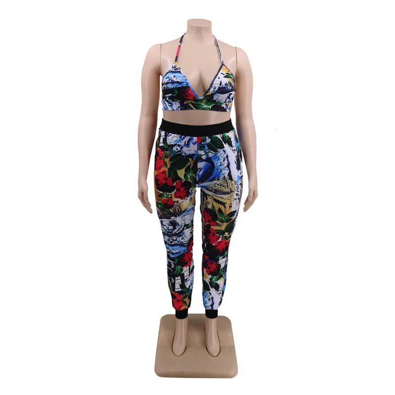 

Zoctuo XL-5XL Plus Size 3 Piece Set Long Sleeve Women'S Set Floral Print Bra Top Jacket Pencil Pants Set Outfits With Mask Suit