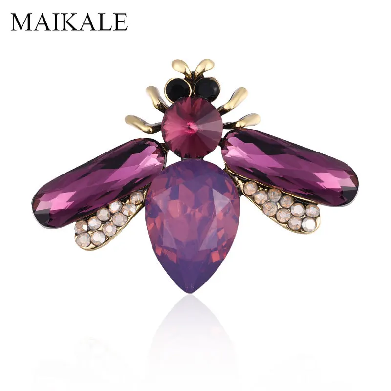 

MAIKALE Vintage Honeybee Bee Brooch Pins Crystal Insect Brooches for Women Corsage Shirt Suit Kids Bag Pendant Accessories Gifts
