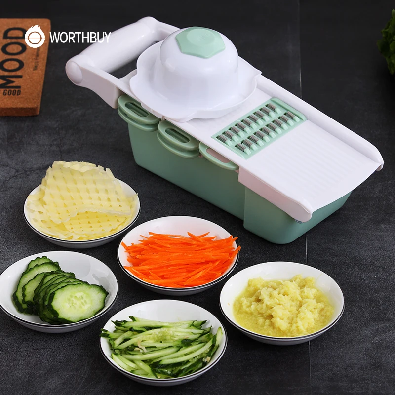 WORTHBUY многофункциональная овощерезка мандолин ломтерка со стальным лезвием