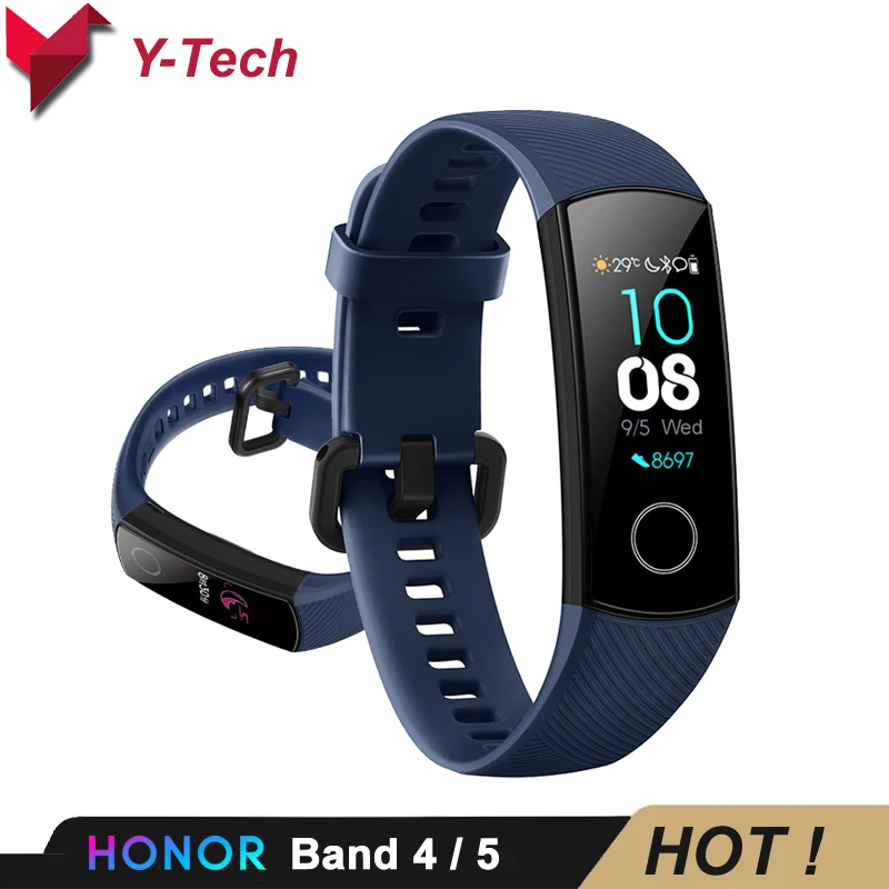 Huawei Honor Band 4 Band 5 Смарт-часы 50 м Водонепроницаемый фитнес-трекер AMOLED сенсорный экран для сердечного ритма монитор сообщение шоу