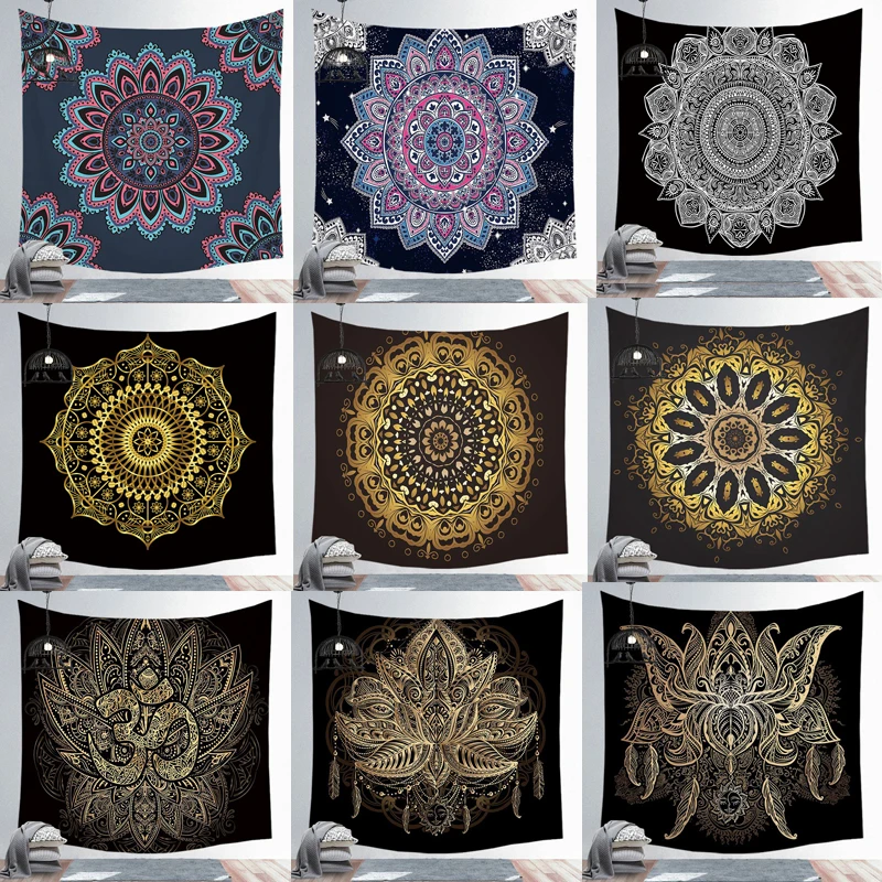 

FFO Indian Mandala Tapestry Wall Hanging Sandy Beach Throw Rug Blanket Camping Tent Travel Mattress Bohemian Style Tapestries