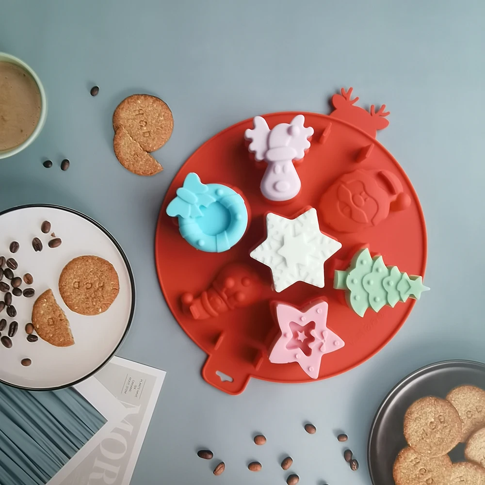 

Рождественская силиконовая форма для мусса, шоколадного торта, печенья, форма «сделай сам», инструменты для выпечки ручной работы, креативн...
