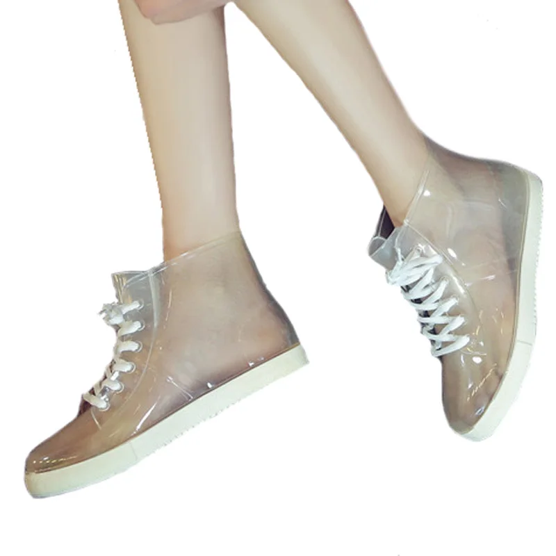 Сапоги Aleafalling женские резиновые Британская мода на шнуровке ПУ