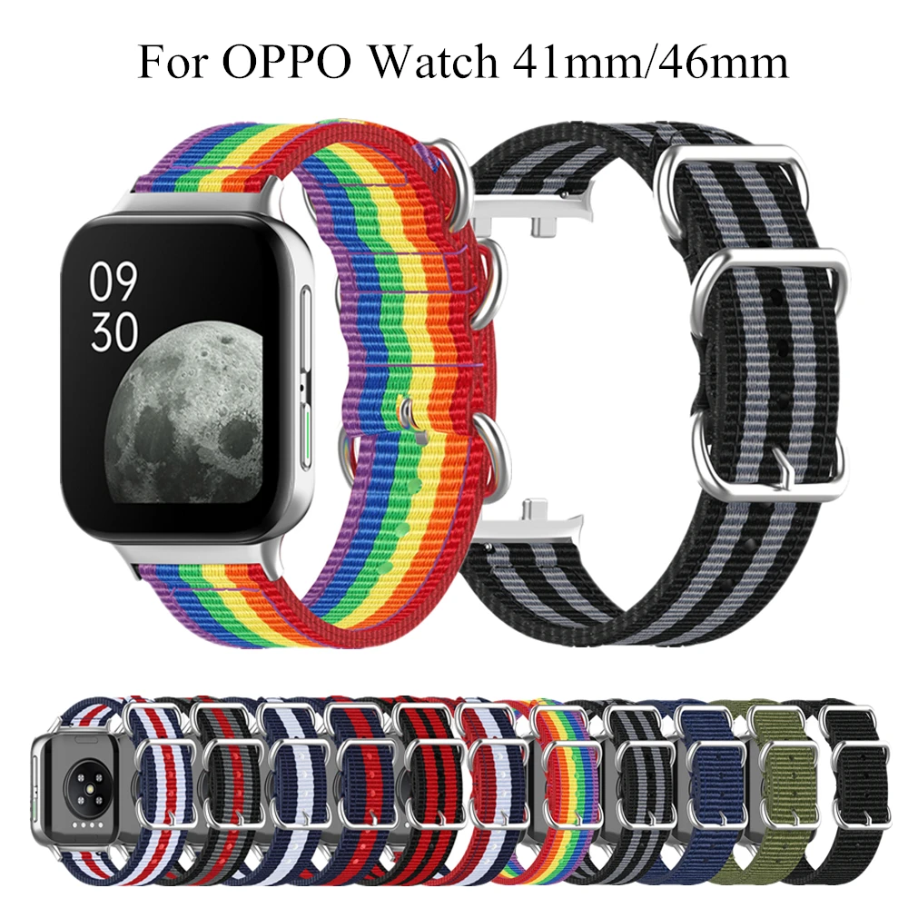 

Нейлоновый ремешок для часов OPPO, ремешок для часов 41 мм 46 мм, тканевые нейлоновые ремешки с пряжкой, сменный ремешок для часов OPPO, браслет