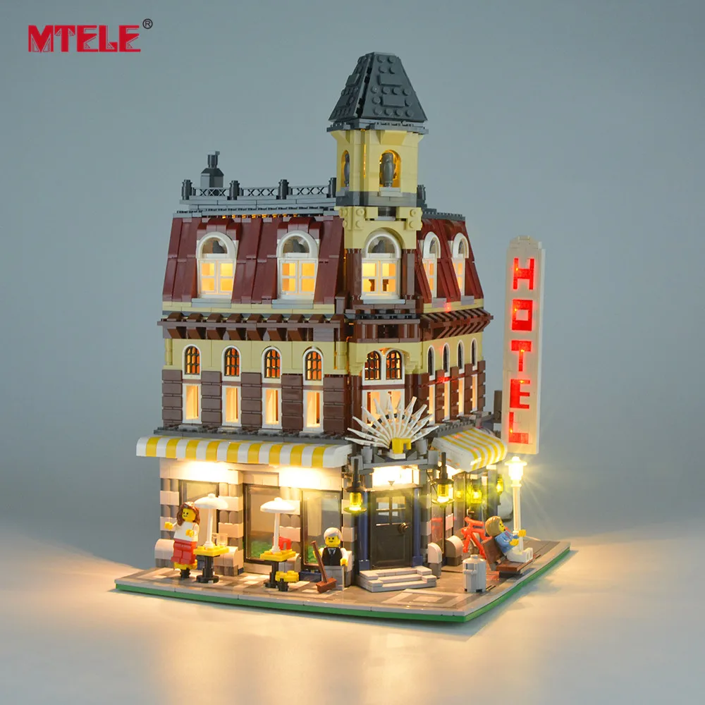 MTELE бренд светодиодный светильник Up Kit для Creator 10182 кафе на углу светильник ing набор совместим с моделью 15002(не включает модель