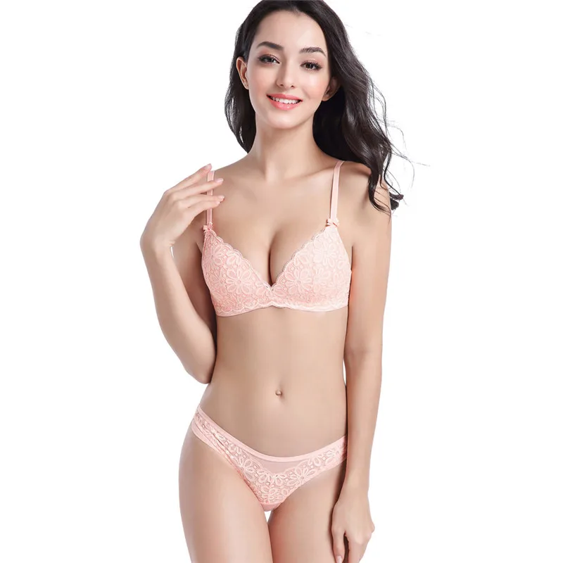 

Hjwsfdcai New Style No Steel Ring Triangle Cup Bra Set Thin Cotton Bra And Panties Flowers Embroidery Bow Bras Women's Underwear