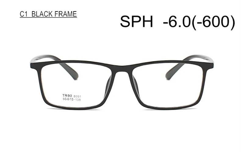 C1 (-6.0) Близорукость очки SPH-0,5-1-1,5-2,0-2,5-3,0-3,5-4,0-4,5-5-5,5-6 Для женщин Для мужчин TR90 рамка большой Размеры по рецепту - Цвет оправы: C1 (-6.0)