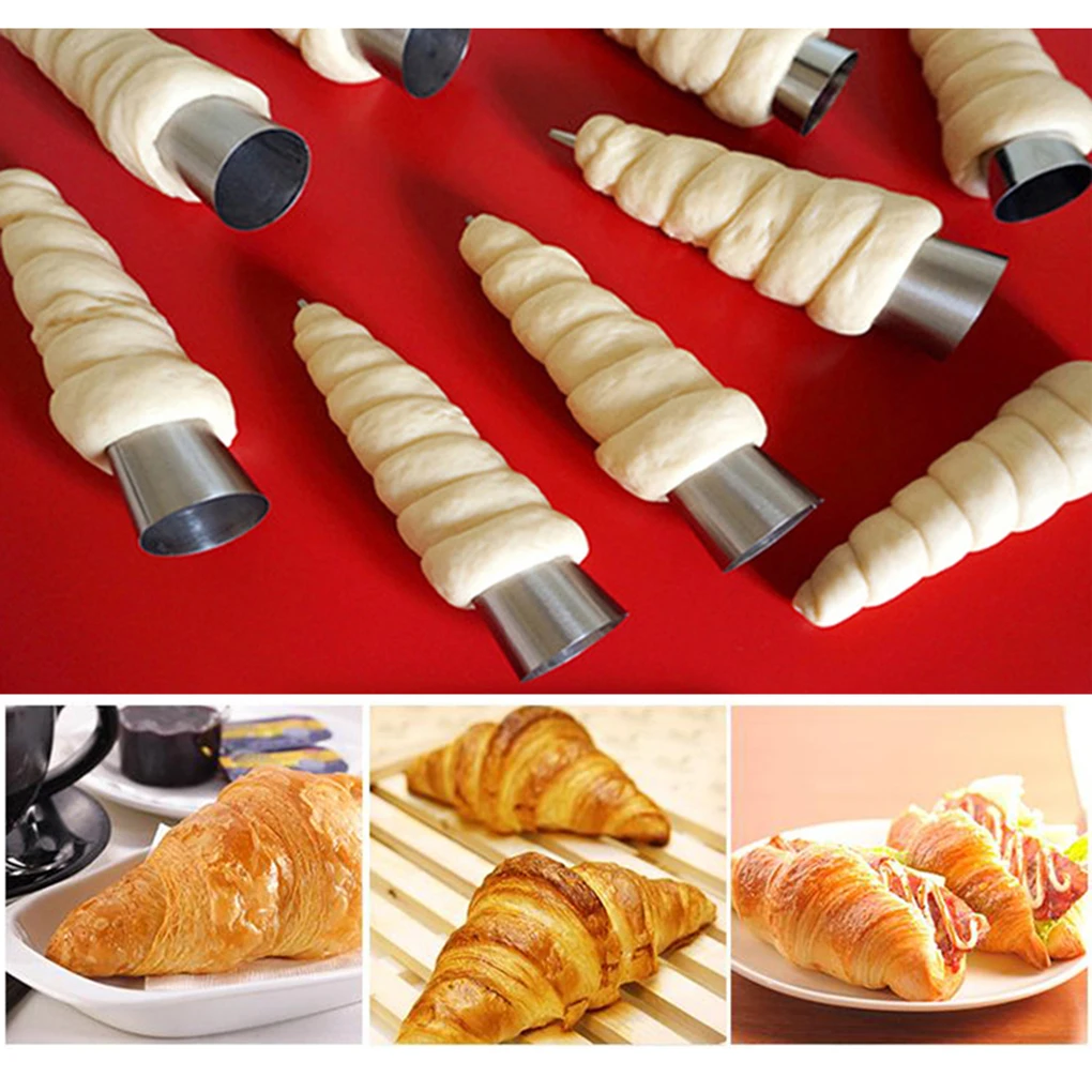 5/12PCS Conical Tube Cone Roll Moulds Stainless Steel Spiral Croissants Molds Pastry Cream Horn Cake Bread Mold | Дом и сад