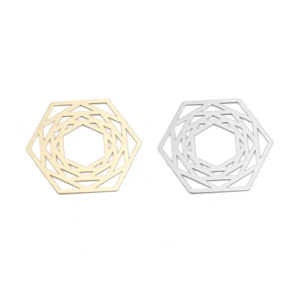 DoreenBeads Fashion Copper Filigree Stamping Connectors Hexagon KC Gold Silver Color Jewelry DIY Findings24mm x 21mm 10 PCs | Украшения и