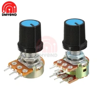 5pcs blue wh148 knob swtich rotary potentiometer linear taper for arduino cap 1k 2k 5k 10k 20k 50k 100k 250k 500k 1m ohm