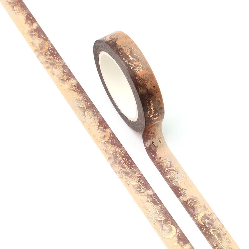 

NEW 10pcs/Lot Decorative Gold Foil Moon Black Queen Halloween Washi Tapes Bullet Journal Wholesale Masking Tape Cute Stationery