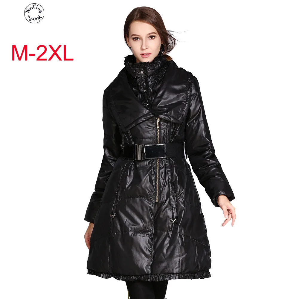 

Woxingwosu slim waist lady's parkas Europe and the United States single down cotton-padded jacket;warm coat size M L XL
