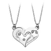 zircon i love you heart pendant charm necklaces set for lovers boyfriend girlfriend gifts