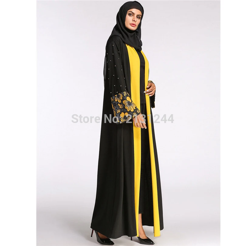 Мусульманское женское абайя Макси платье кардиган джилбаб свободный стиль Дубай