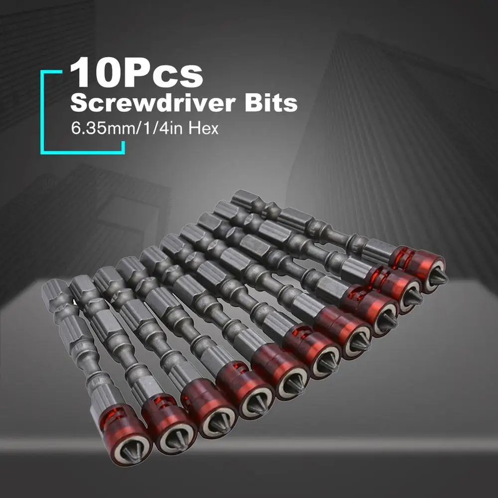 10 шт. PH2 Магнитная крестовая отвертка Phillips набор сверл 1/4 "шестигранный